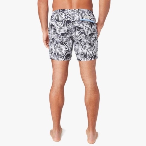 Fair Harbor The Sextant Trunk Lined Stretch Black White Palm Leaves Short Sz 38 - Picture 16 of 16